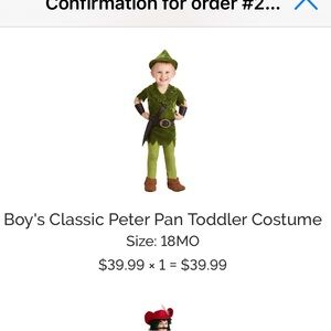 18 months toddler Peter Pan Costume